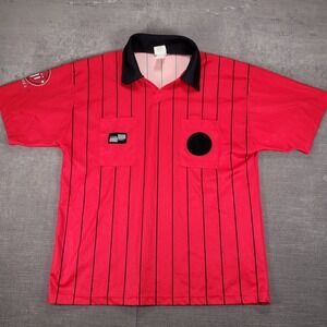 Official Referee Sport Referee Jersey Striped Short‎ Sleeve Shirt Red Large